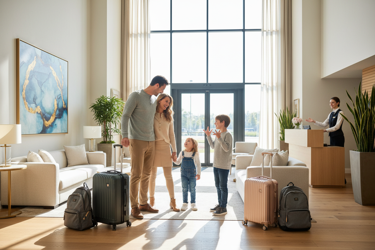 family at a hotel