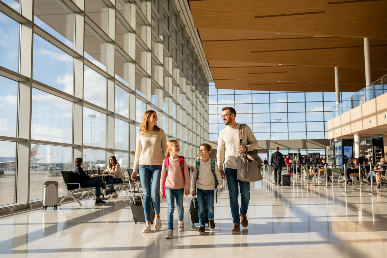 family at the airport