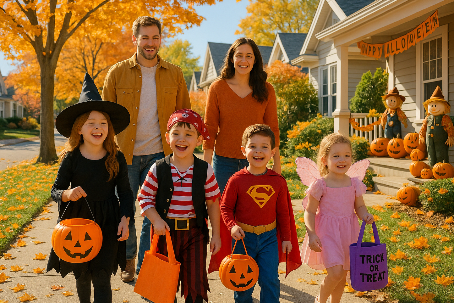 family trick or treating day time