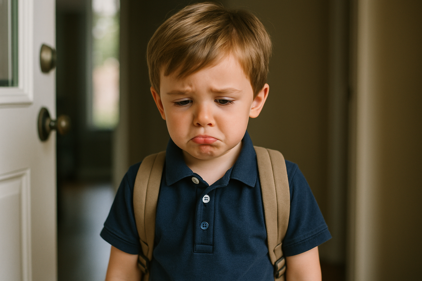 photo of kid sad to go to school